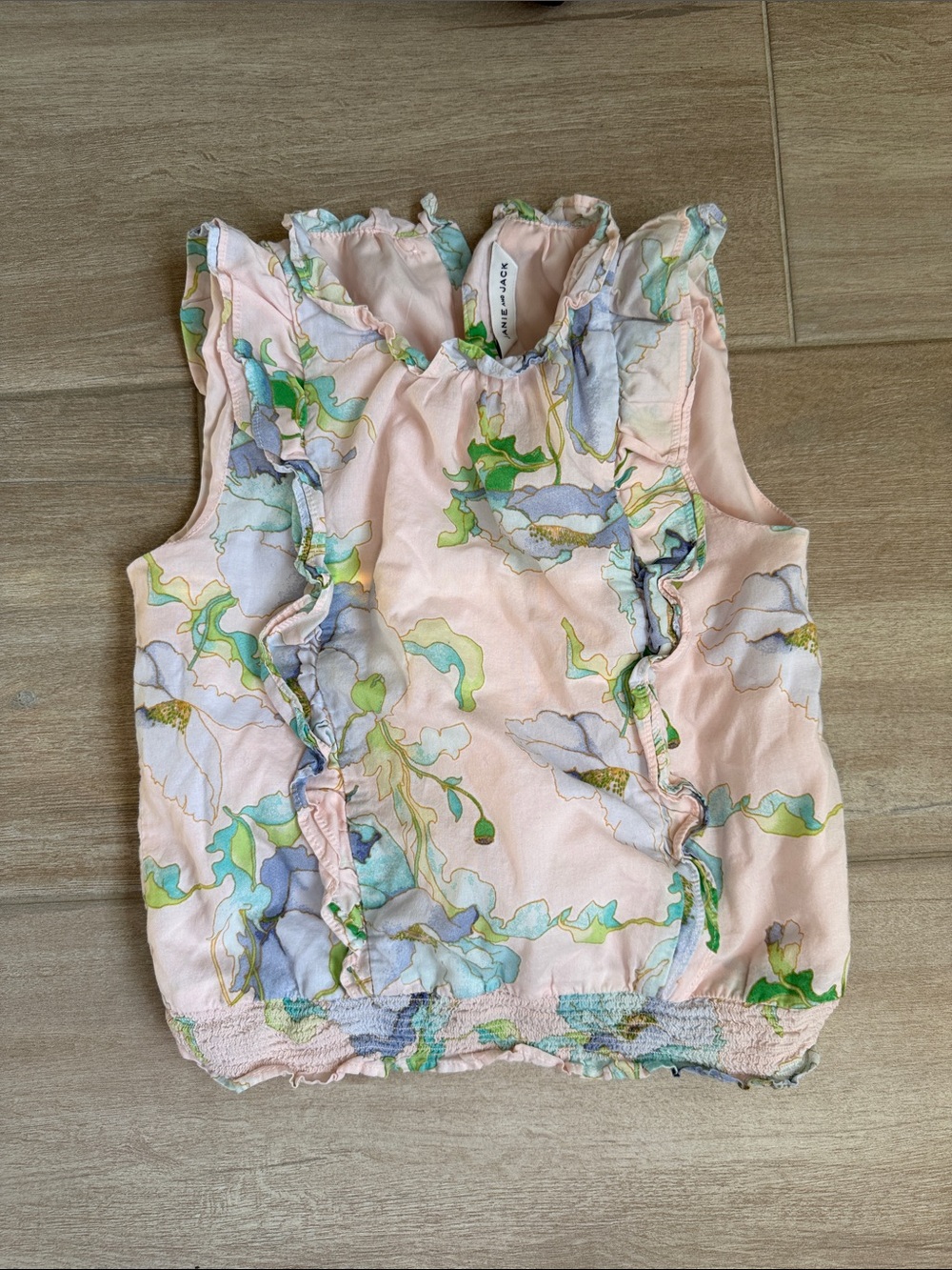 Janie and Jack Pastel Floral Ruffle Tank - Pink, Blue & Green